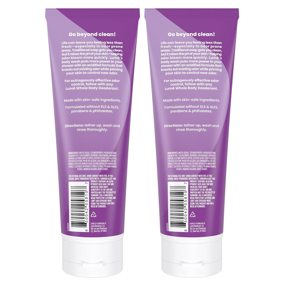 Lume Acidified Body Wash - 24 Hour Odor Control - Removes Odor Better than Soap - Moisturizing Formula